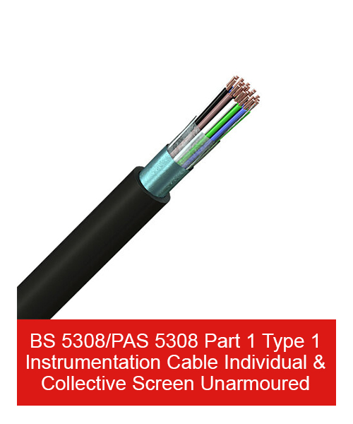 BS 5308/PAS 5308 Part 1 Type 1 Instrumentation Cable Individual & Collective Screen Unarmoured LSHF