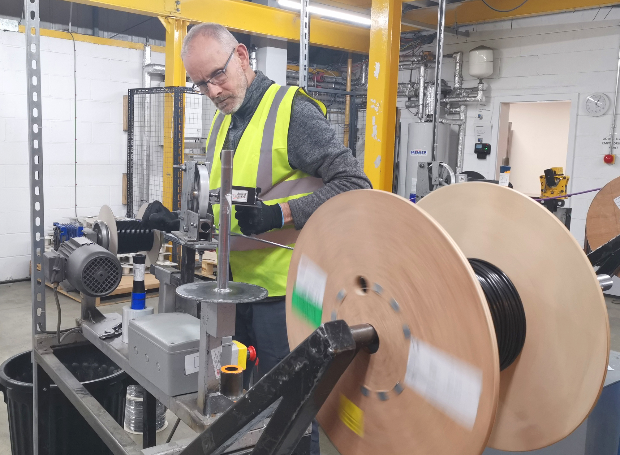 Warehouse Staff Winding Cable